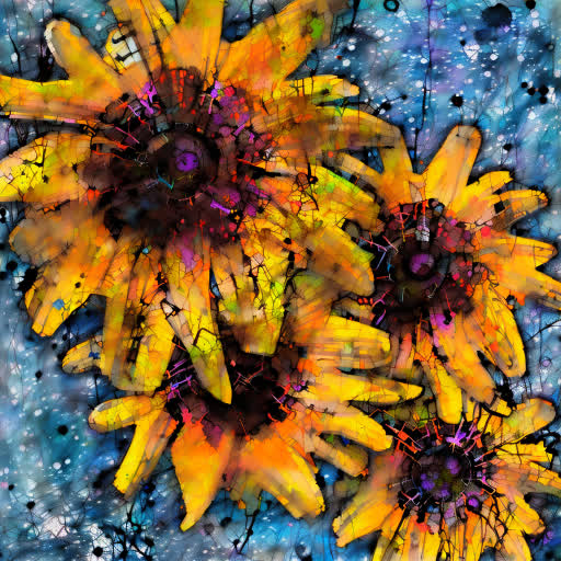 Hand-drawn flower imagery with AI manipulation