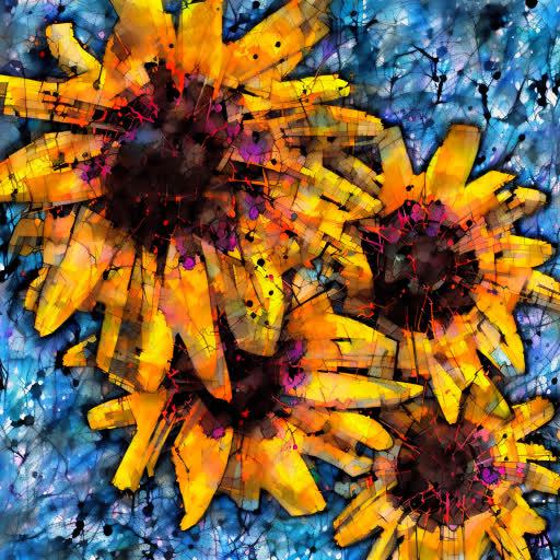 Hand-drawn flower imagery with AI manipulation