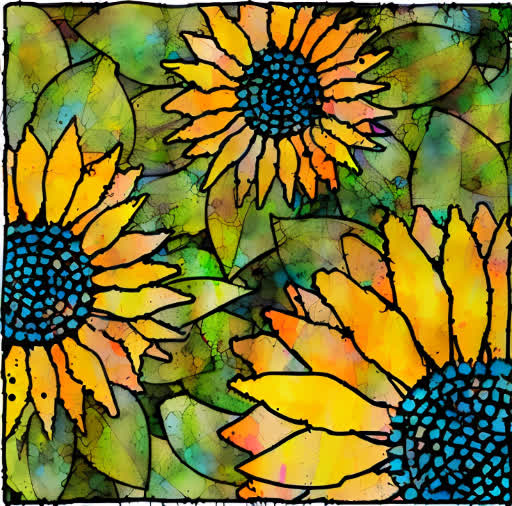 Hand-drawn flower imagery with AI manipulation