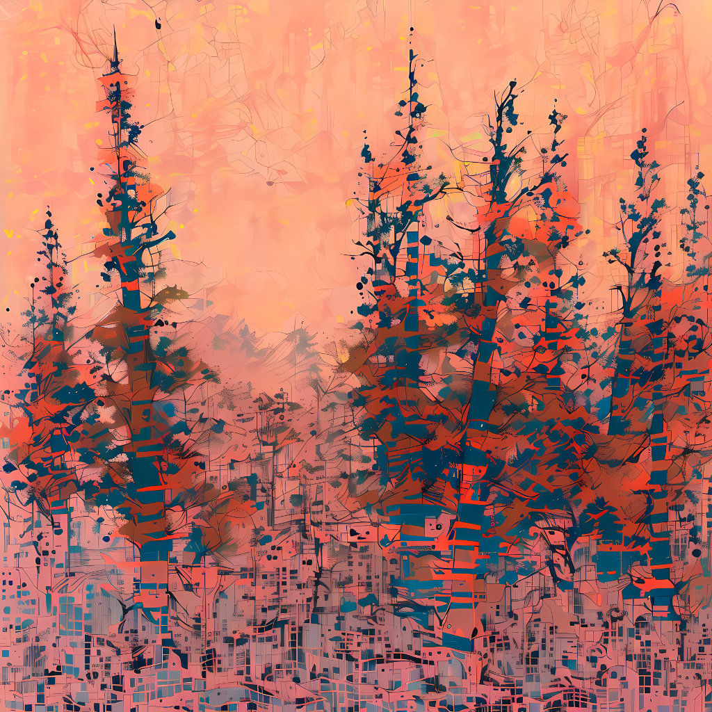 Drawing of abstract generative landscape